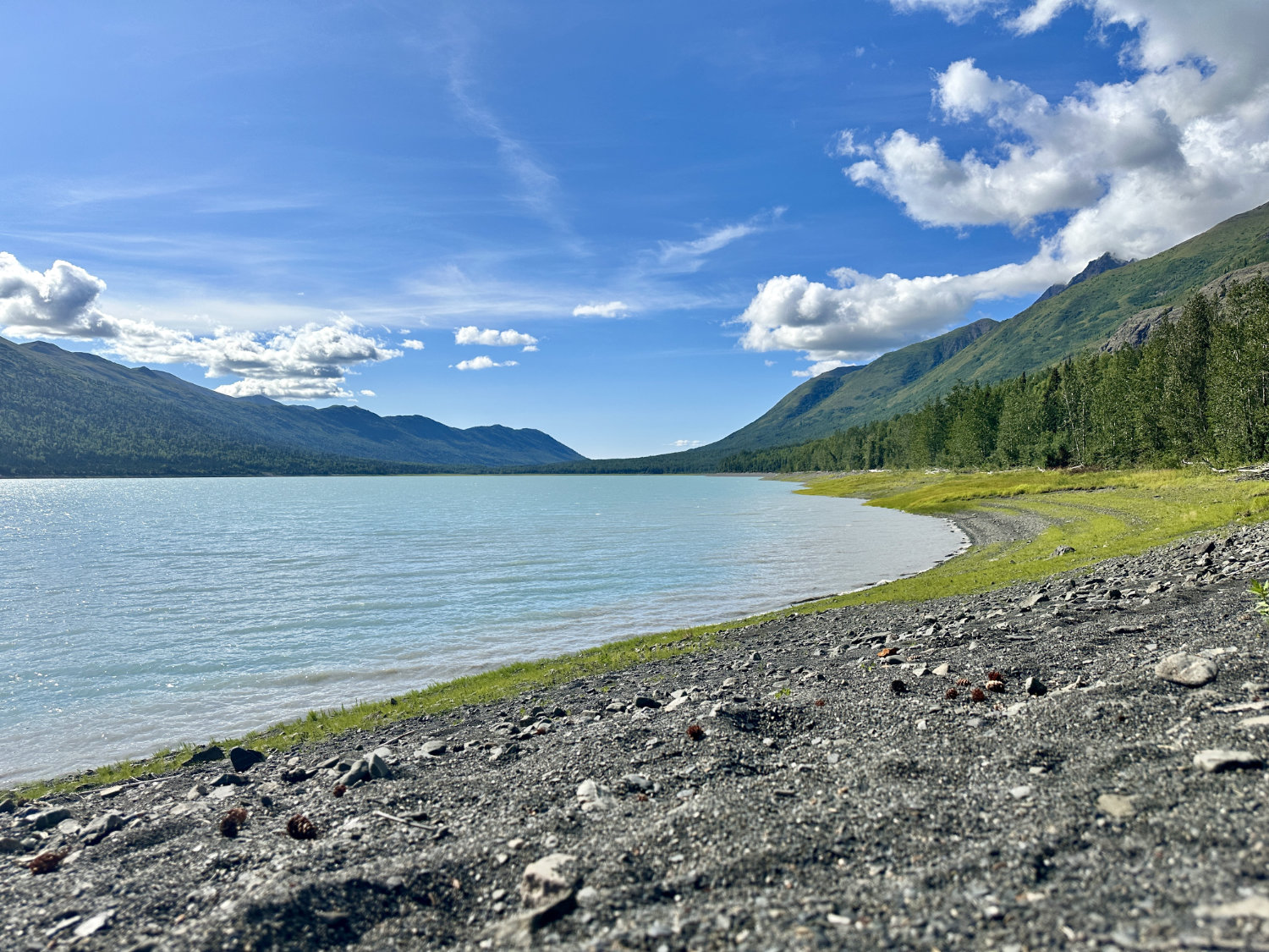 Eklutna Lake's blue glacial-fed water