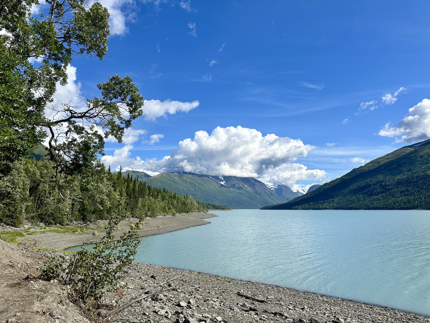 Another view of the amazingly blue water at Eklutna Lake in Alaska