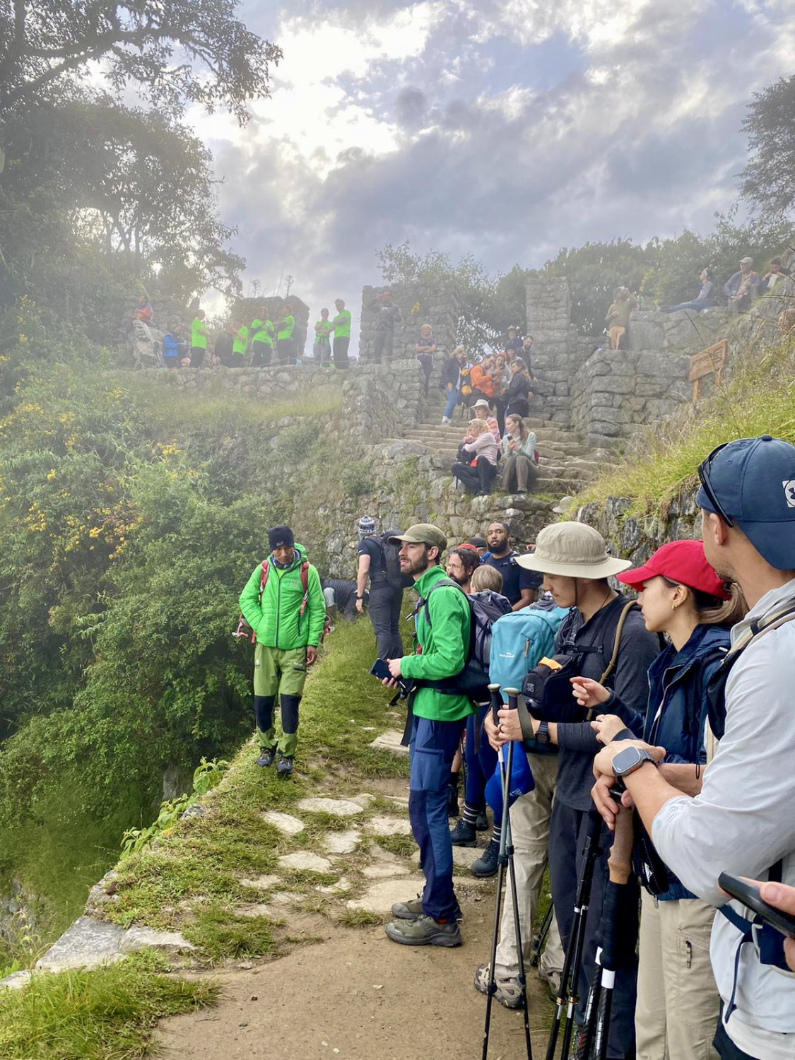 Waiting at the Sun Gate at Machu Picchu