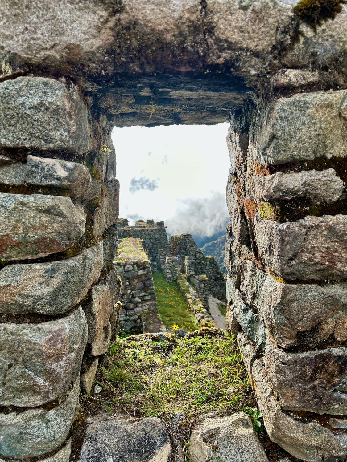 Inca window view at the Sayacmarca archeological site