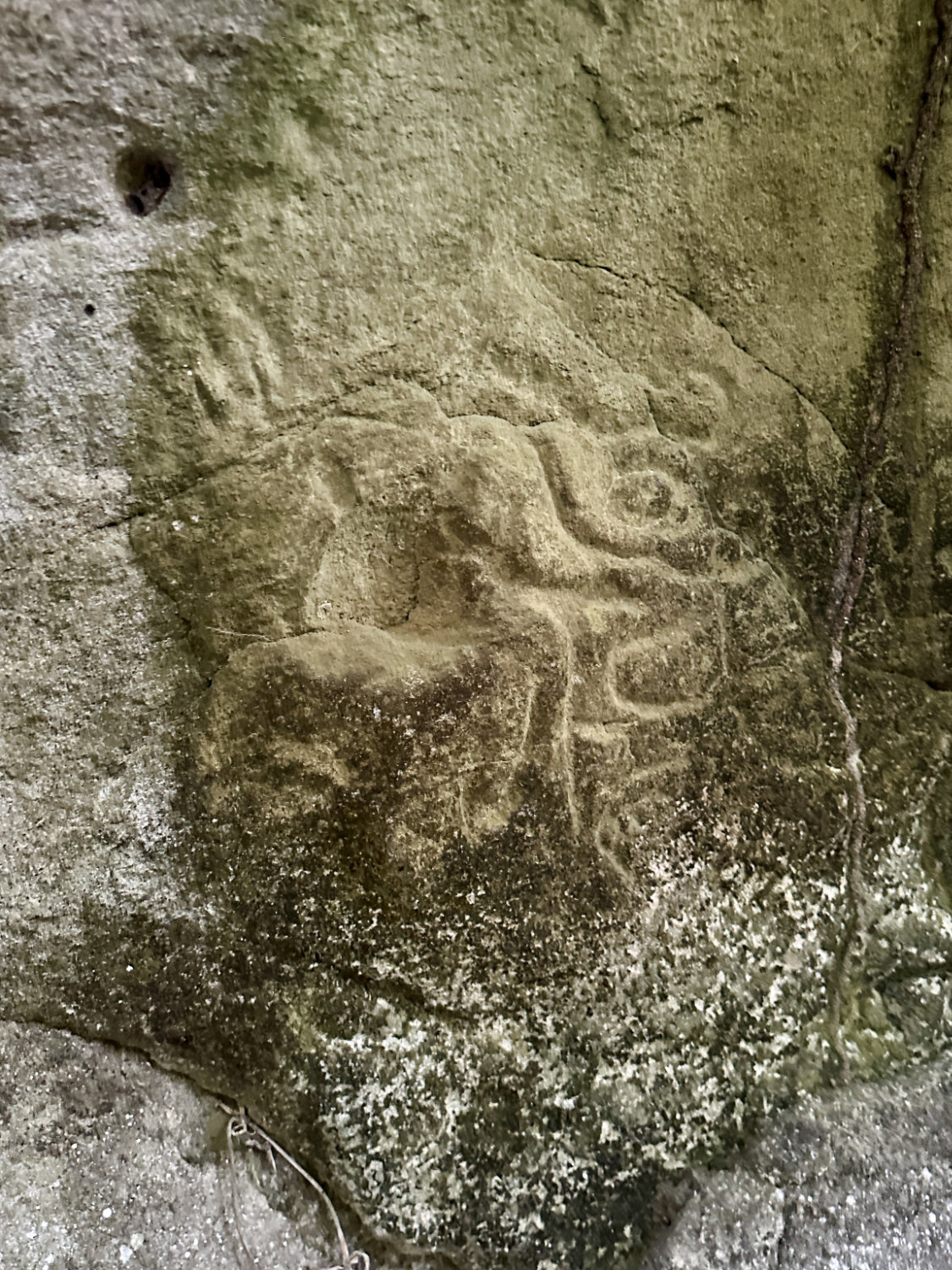 Mayan carving in rock face