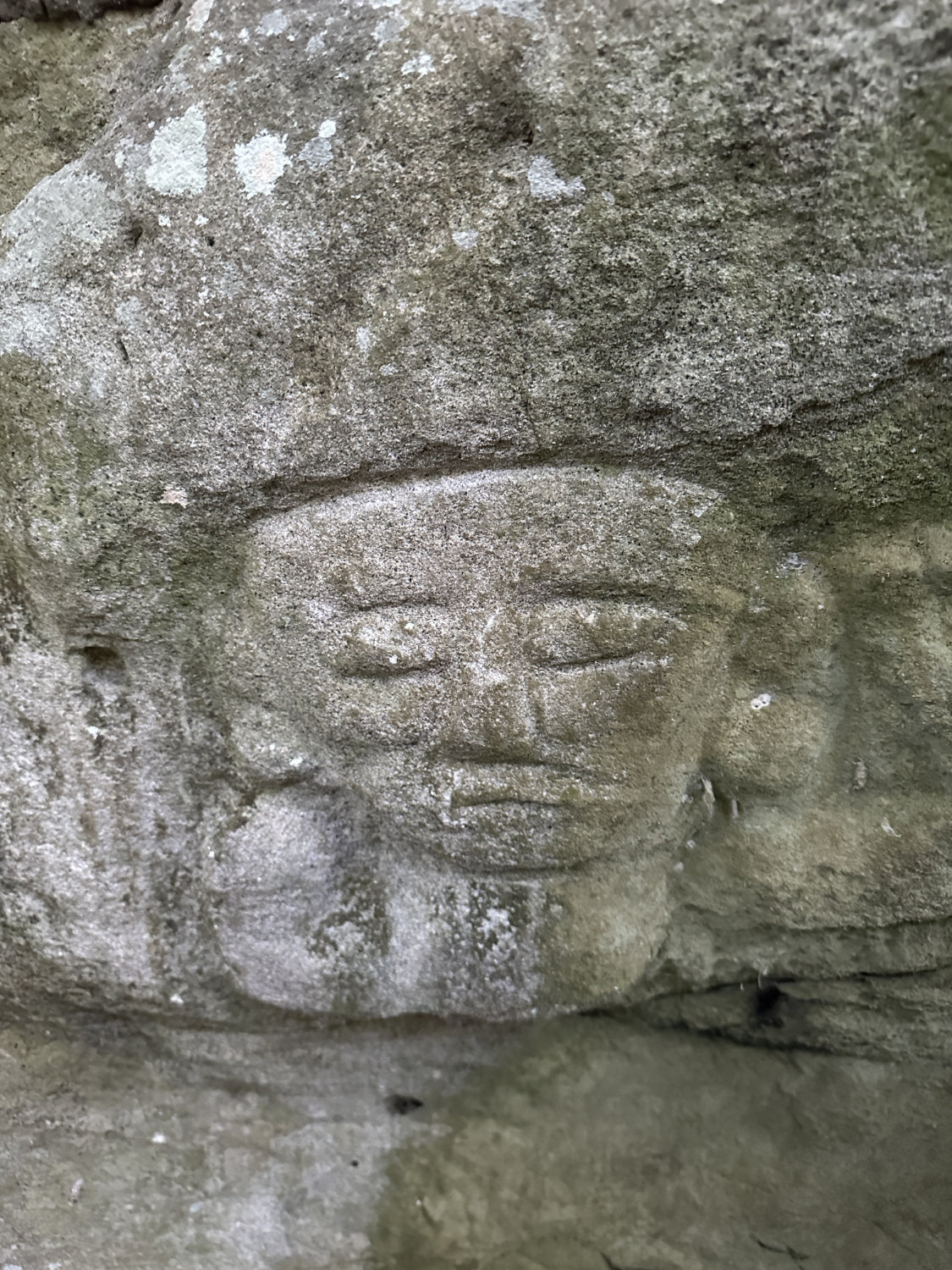 Mayan face carving