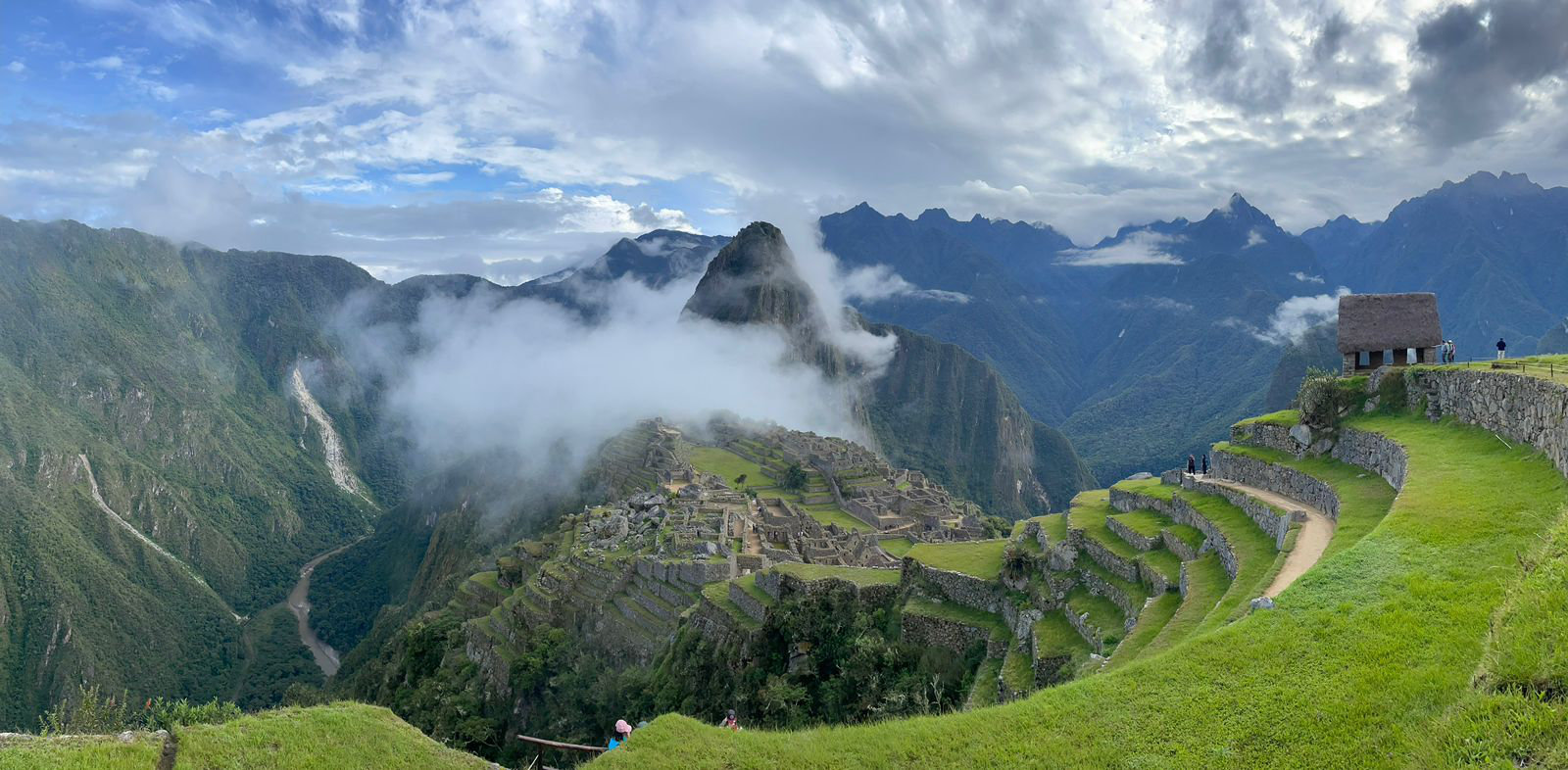 Machu Picchu iconic view with terraced lawns