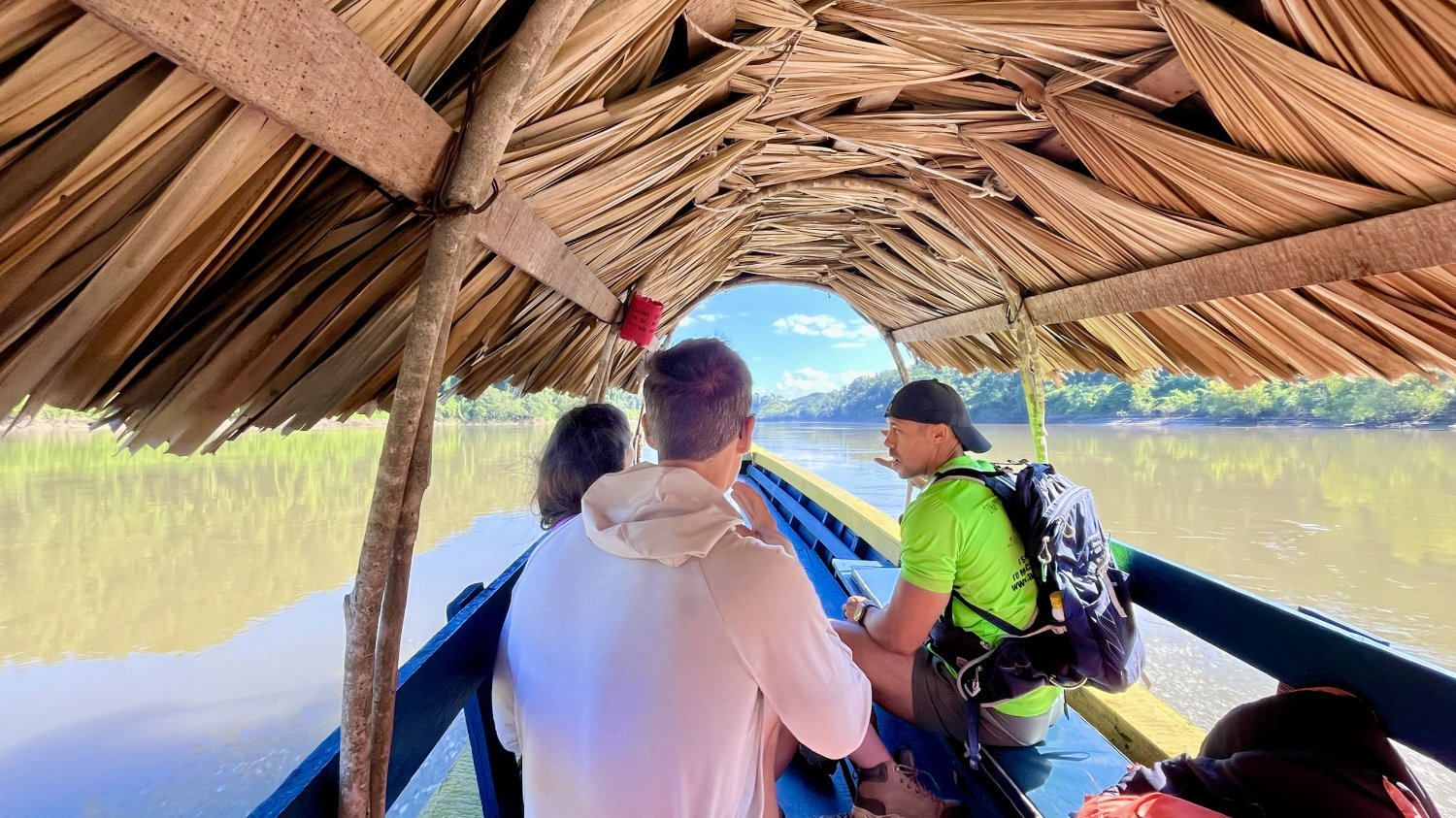 View from under the thatch roof of the lancha