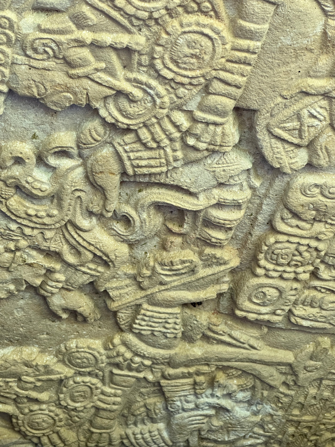 Detailed view of carved Mayan lintel